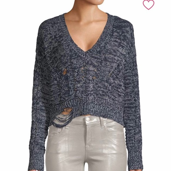 Wildfox Sweaters - Wildfox Distressed Rib-Knit Sweater